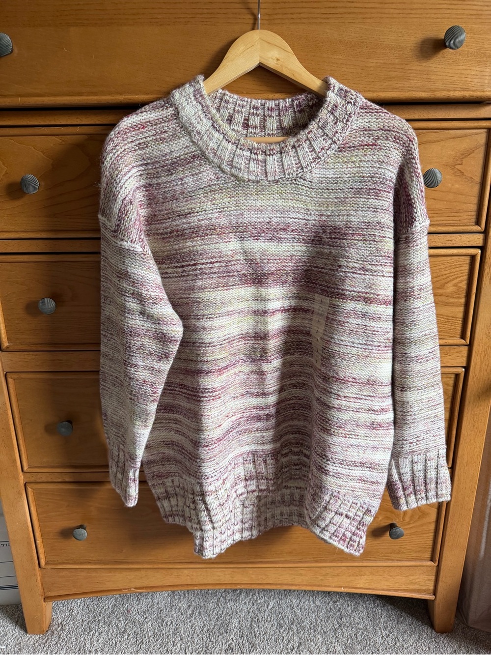 NEW Old Navy Womens Knit Space-Dyed Marled Striped Sweater Sz Large Cozy Chunky
